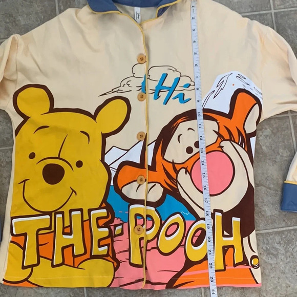 Disney Winnie The Pooh x Gongdie Pyjama Top Front Buttoned Collared Large - Picture 9 of 9